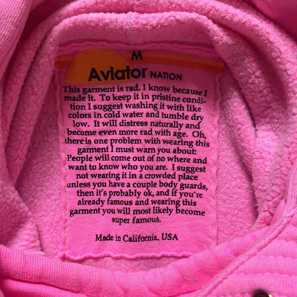 AVIATOR NATION SOLD OUT CLASSIC STYLE SZ M PINK HOODIE WONDERFUL USED CONDITION - Picture 4 of 12